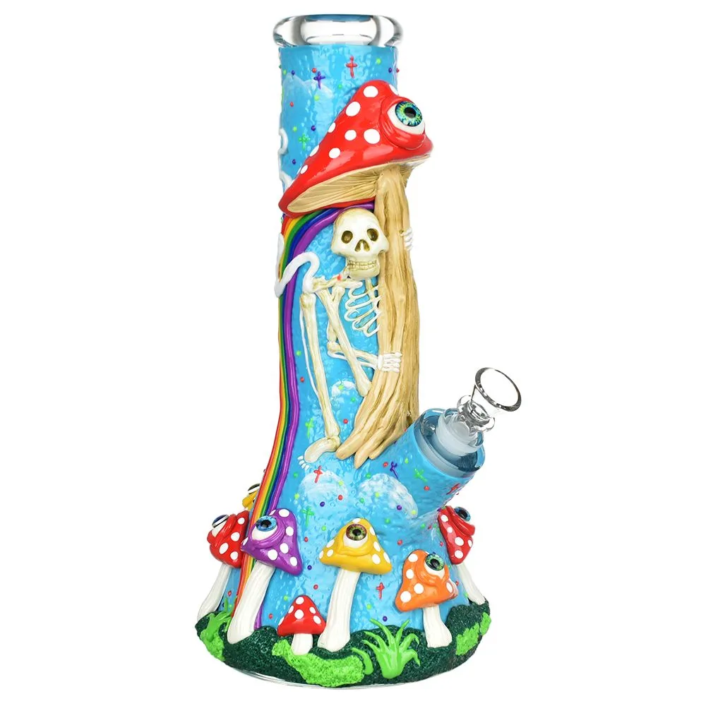 Sneaky Skeleton And Watchful Fungi Glow In Dark Beaker Bong-12.5" / 14mm F