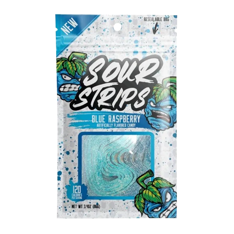Sour Strips - Blue Raspberry Candy Strips Pack of 40 (assorted)
