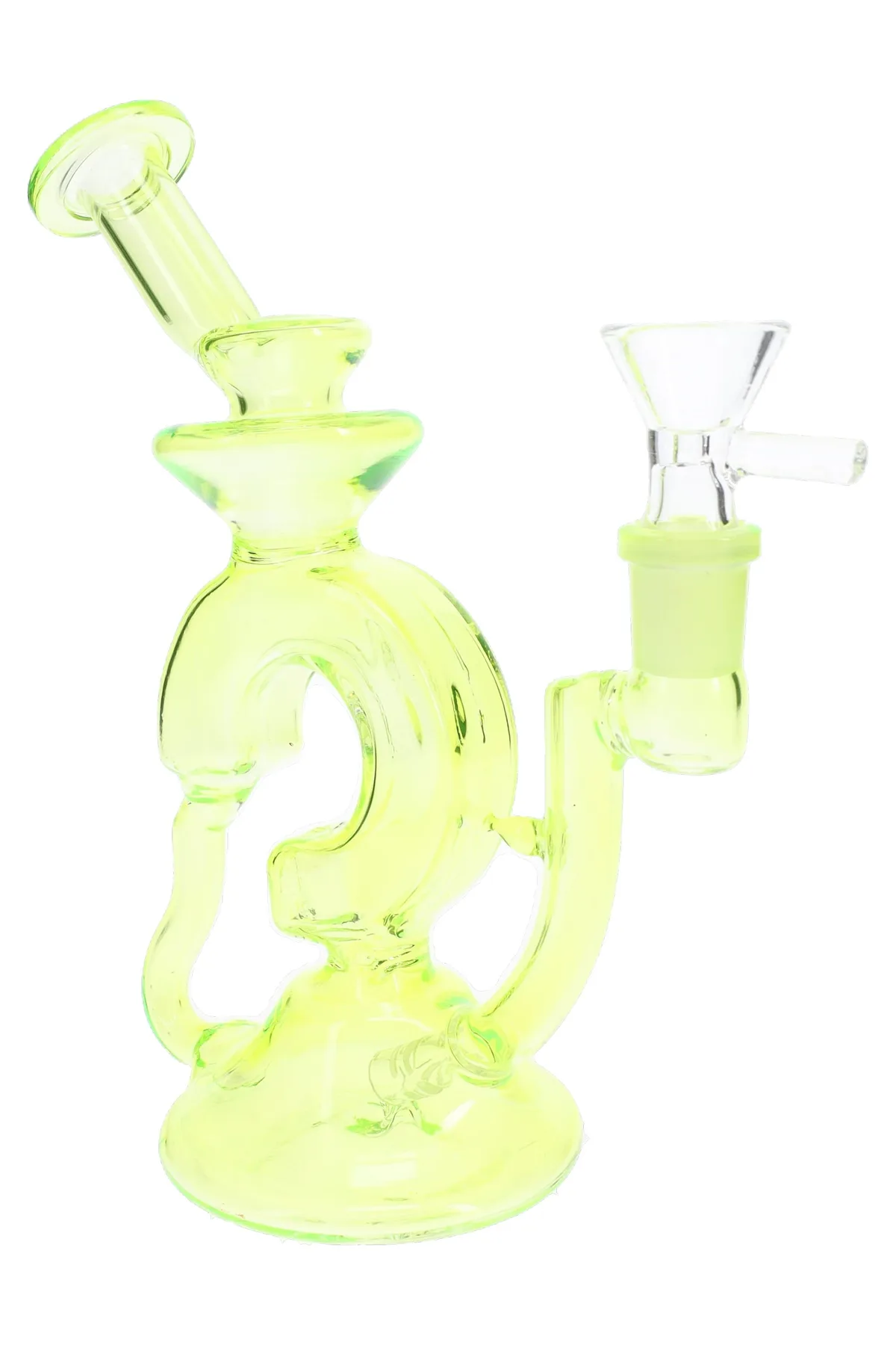 Primate Glass Stemless Glass Funky Recycler Bong “Ripple Orbit” – 7″ – Assorted Colors