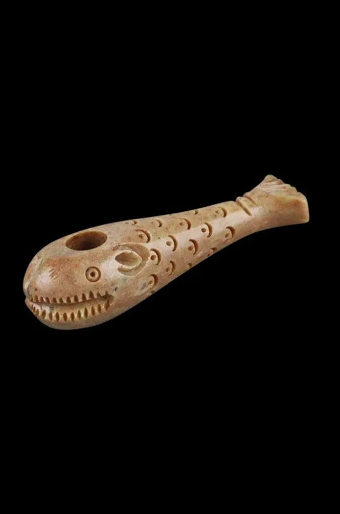 Stone Carved Whale Hand Pipe