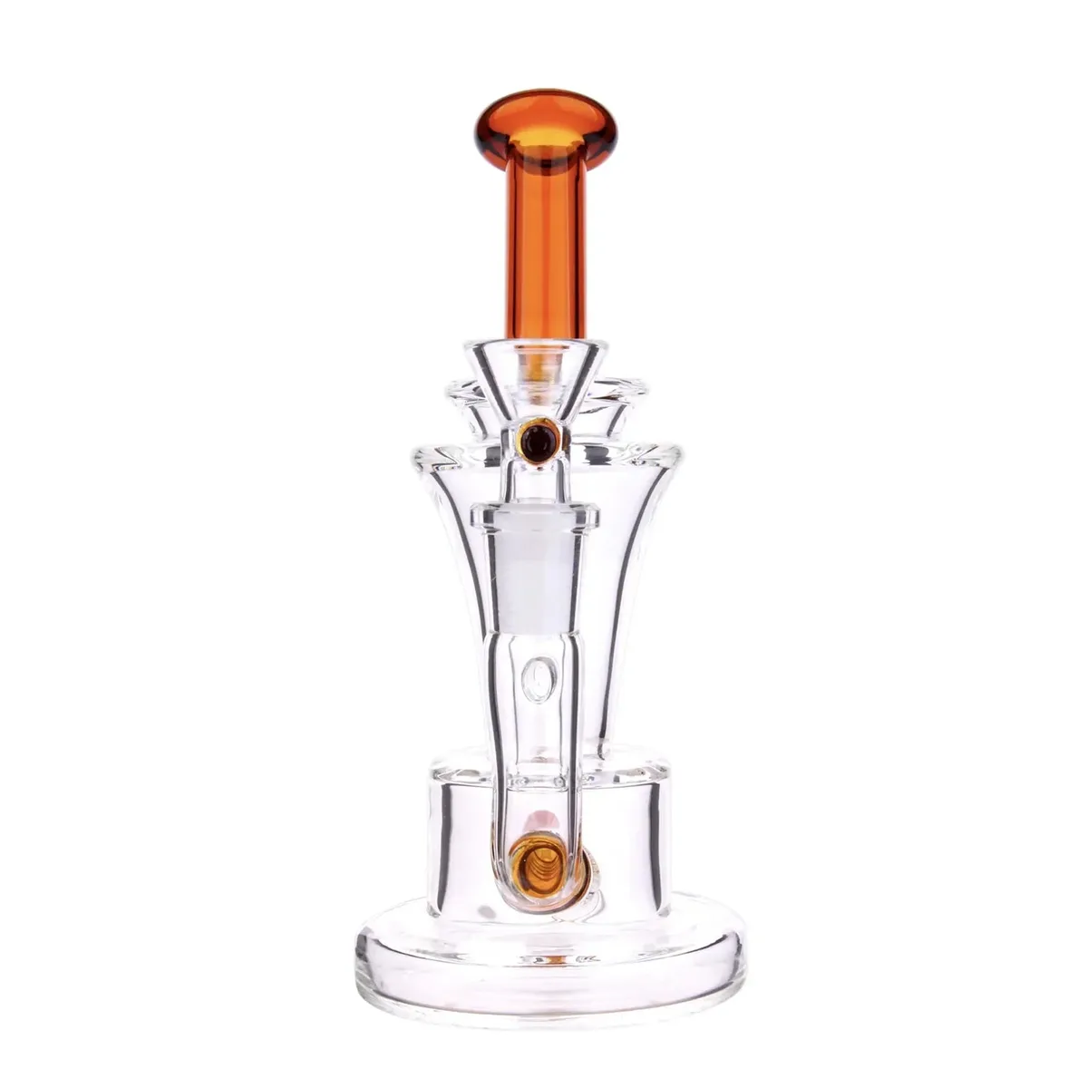 GC Bent Neck with Colored Inline Perc Bong - 6.7 in.