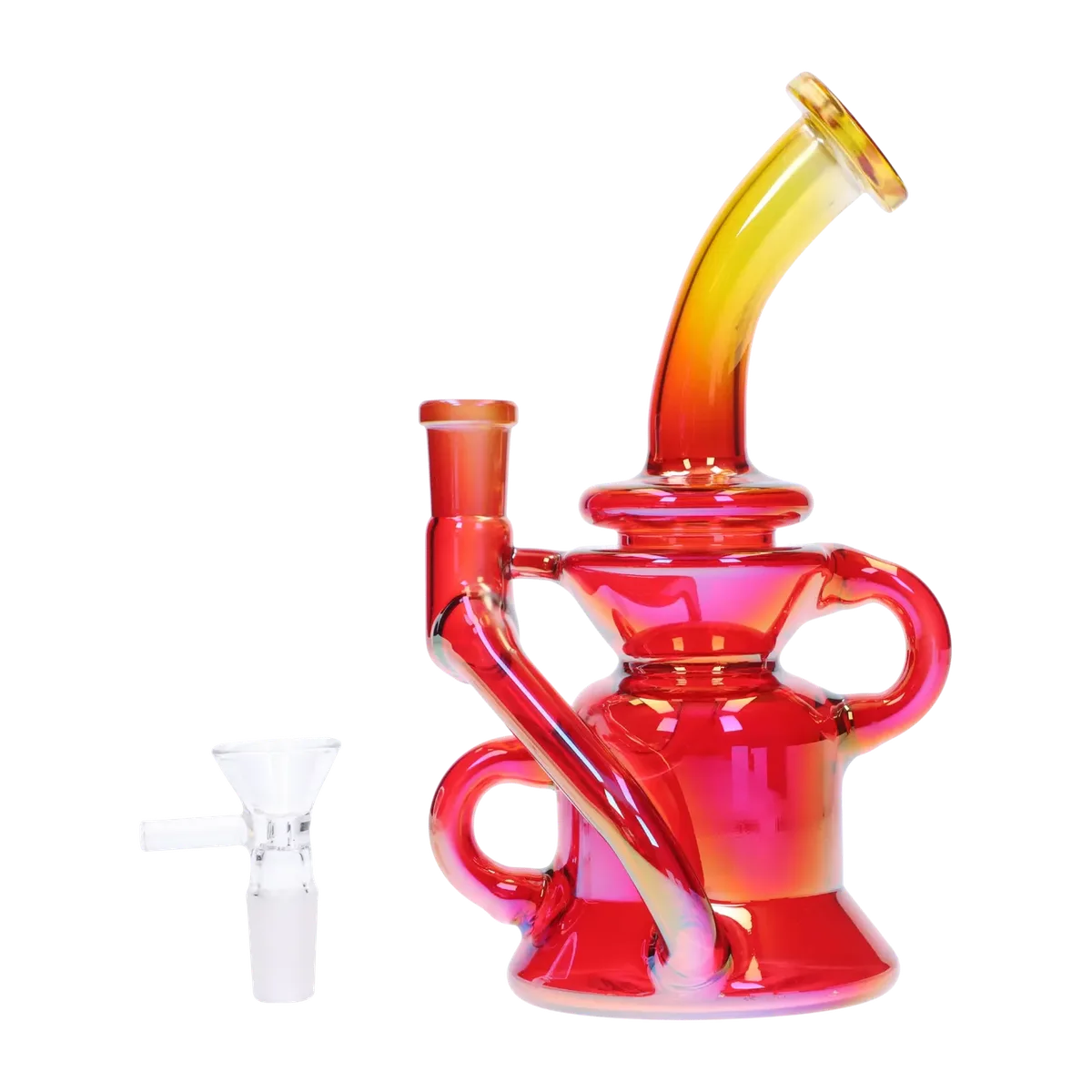 GC Bright Electroplated Recycler Bong - 8 in.
