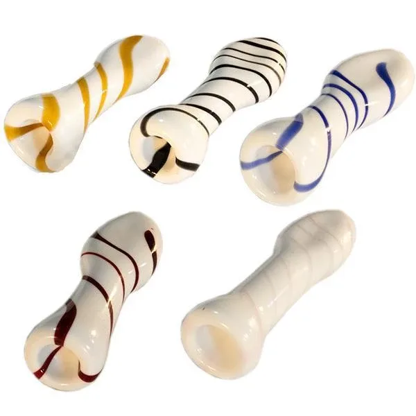 White Glass One Hitter Pipe with Stripes